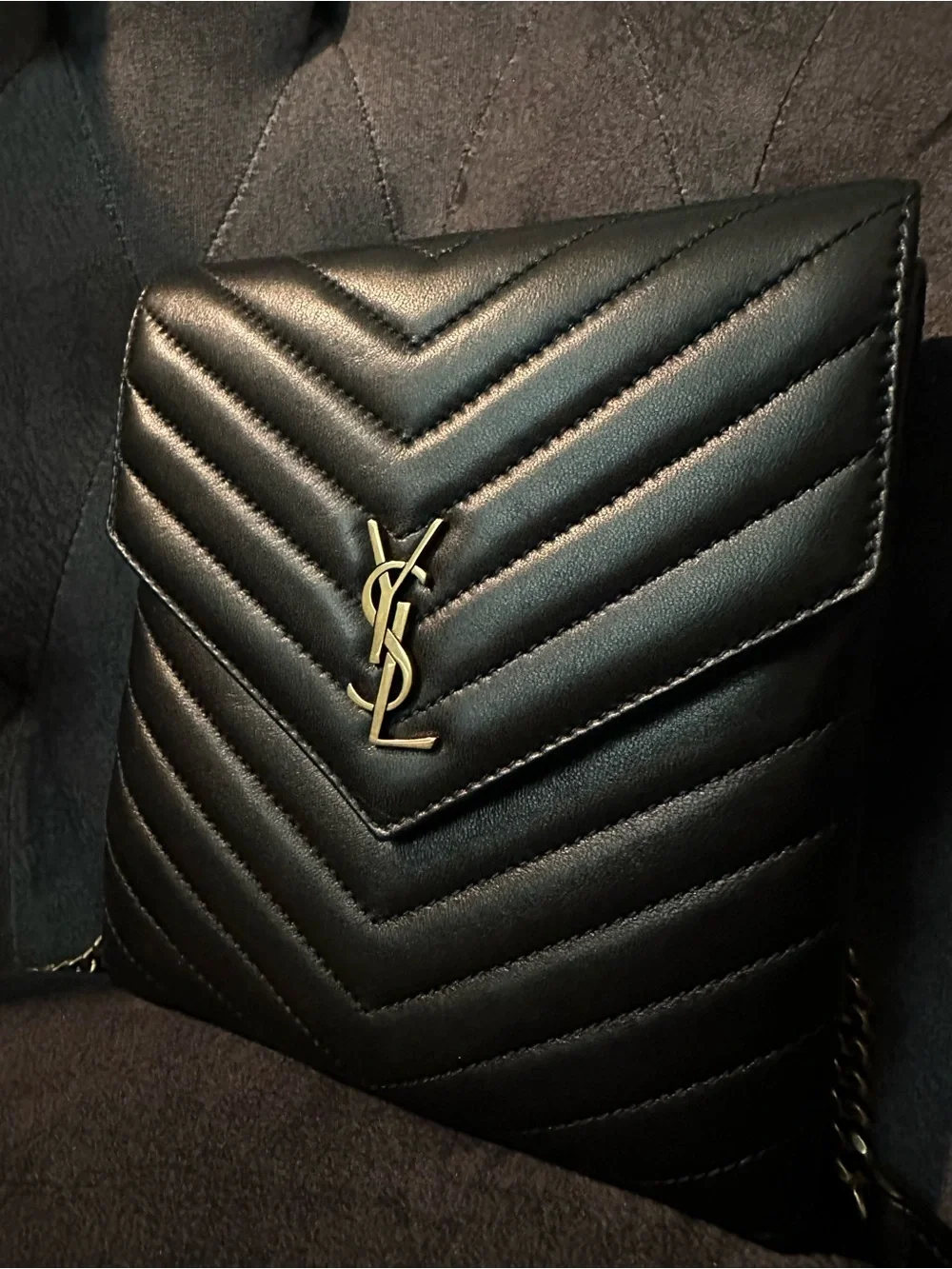 Saint Laurent Quilted Leather Double Flap Crossbody Bag – Never Worn